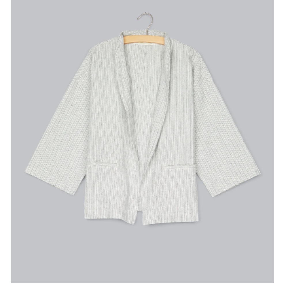EILEEN FISHER Organic Linen Cotton Ticking Stripe Jacket Size Small